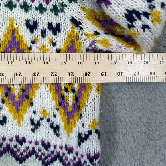 Talbots Cream, Purple, Yellow Fair Isle Mockneck Sweater Small - Picture 10 of 13